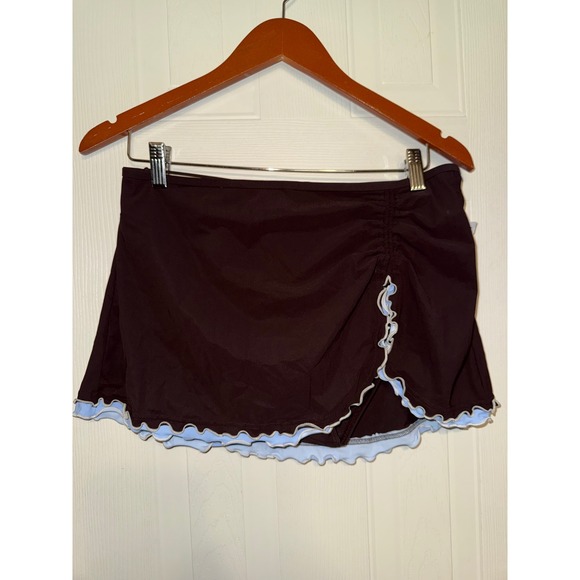 Profile By Gottex Other - Profile by Gottex Brown Ruffle Swim Skirt Skort Side Slit E800 1P92 Size 14 NEW